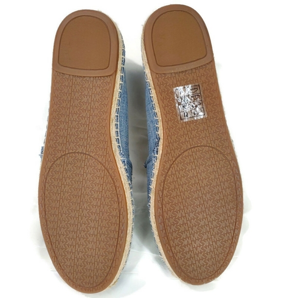 Michael Kors Kendrick Slip On Espadrille Flats Washed Denim Beaded Palm Size 6.5 - Picture 2 of 12